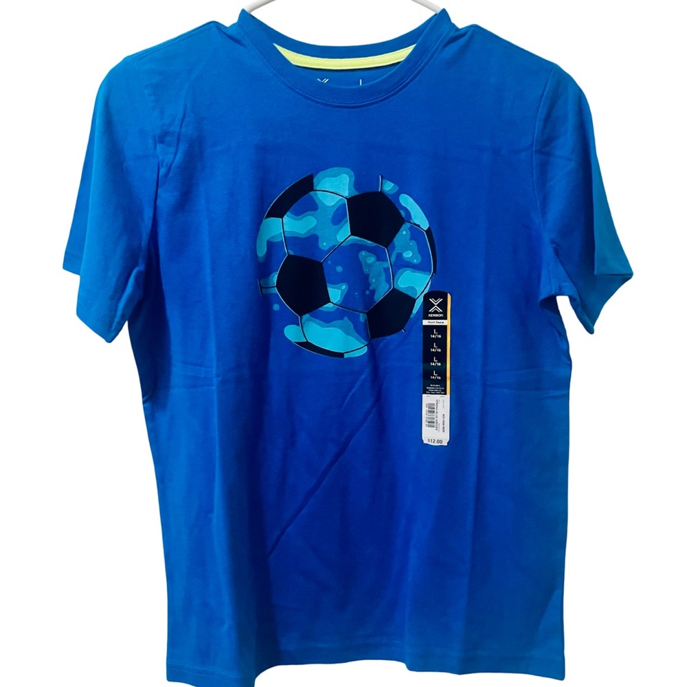 Blue Kids 14/16 Large Soccer Graphic T-Shirt